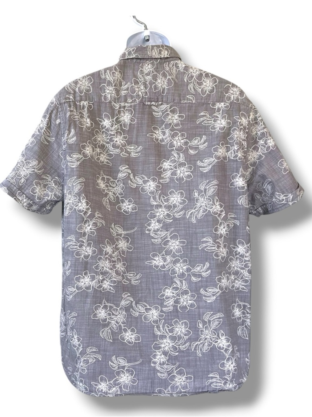 Denim & Flower Floral Shirt Mens XL Gray White Button Up Summer Aloha Casual - Picture 3 of 8